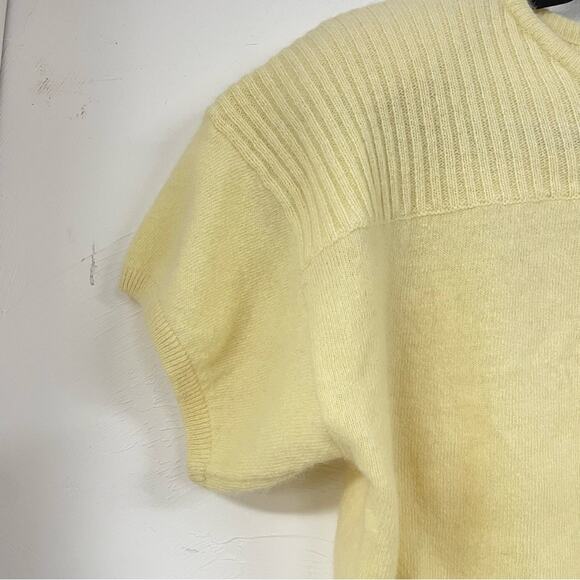 Vintage Liz Claiborne Yellow Lambswool & Angora Blend Short Sleeve Sweater M - Picture 2 of 8